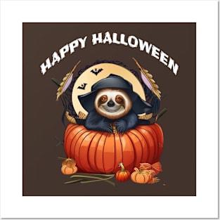 A funny sloth celebrating Halloween Posters and Art